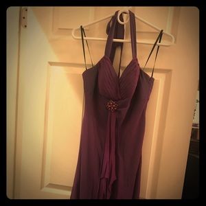 Purple formal halter top dress